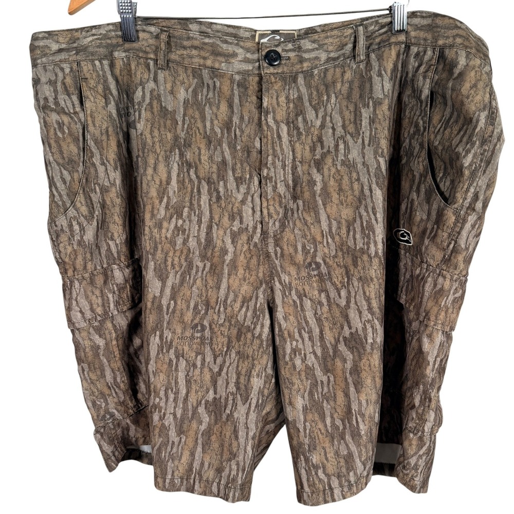 Drake Waterfowl Camo Cargo Shorts Mens 2XL Brown Mossy Oak Bottomland Hunting